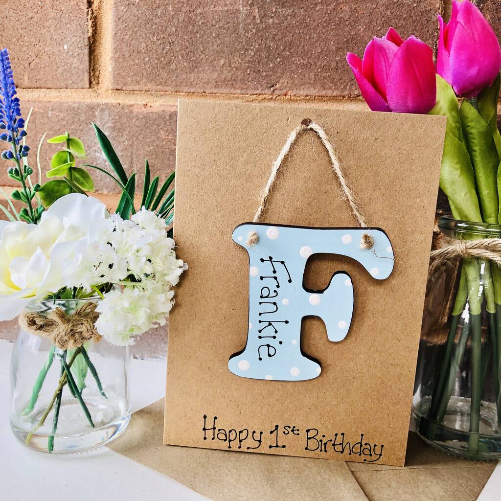 Wooden Keepsake Card Personalised Letter 1st Birthday By Craft Heaven