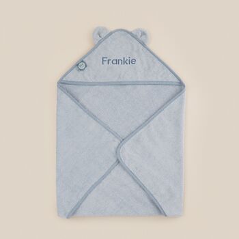 Personalised Blue Hooded Towel, 5 of 6