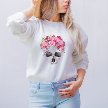 Gothic Floral Skull Sweatshirt, 3 of 7