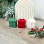 Gift Wrapped Christmas Present Tealight Candle, thumbnail 9 of 10