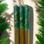 Green And Gold Glitter Christmas Candles 'Christmas Tree Farm', thumbnail 1 of 4