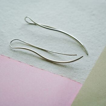 Sterling Silver Wave Drop Earrings, 2 of 5