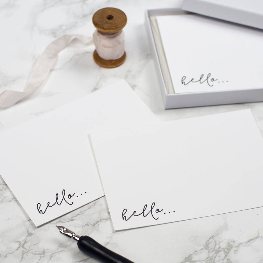 Hello Letterpress Notecard Set Of Six By Emily Rollings