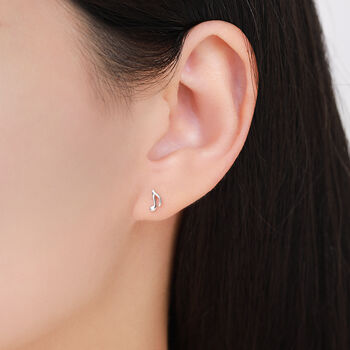 Mismatched Music Notes Stud Earrings In Sterling Silver, 7 of 12