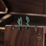 Emerald Green Cz Cluster Crawler Earrings, thumbnail 5 of 10