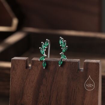 Emerald Green Cz Cluster Crawler Earrings, 5 of 10