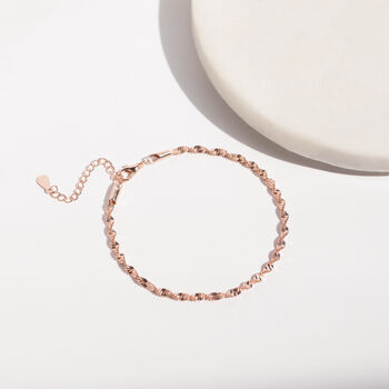 Delicate Twisted Rose Gold Plated Spiral Chain Bracelet, 3 of 3
