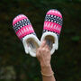 Trudie Pink Black Nordic Women's Slippers Indoor/Garden Shoes, thumbnail 3 of 11