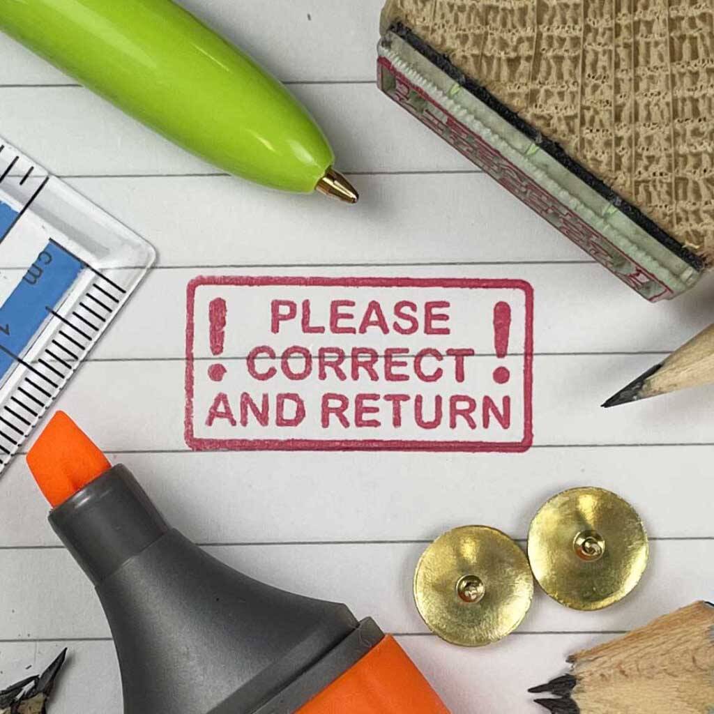 Teacher Stamp 'Please Correct And Return', 1 of 5