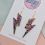 Large Rainbow Lightning Bolt Earrings, thumbnail 4 of 5