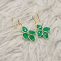 Green Onyx Silver Drop Earrings, thumbnail 1 of 8