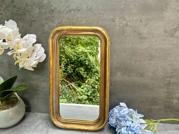 Distressed Gold Portrait Mirror With Beaded Frame Decor, 4 of 8