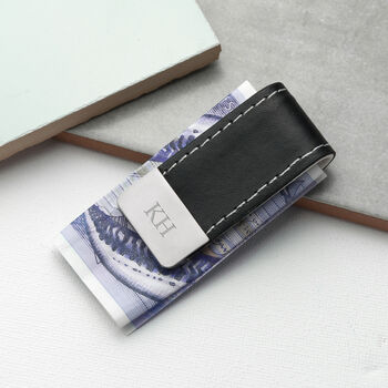 Personalised Black Vegan Leather Money Clip, 9 of 10