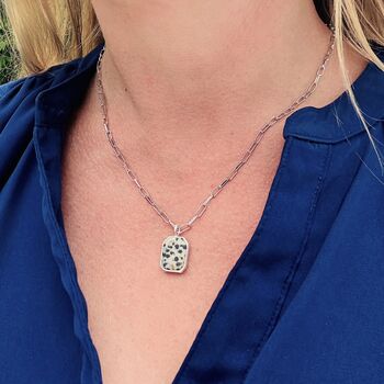 The Rectangle Dalmatian Jasper Necklace, Silver, 6 of 9