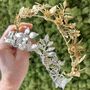 The Isla Crown Gold Silver Organic Handmade Floral Hair Vine Bridal Headpiece, thumbnail 1 of 9
