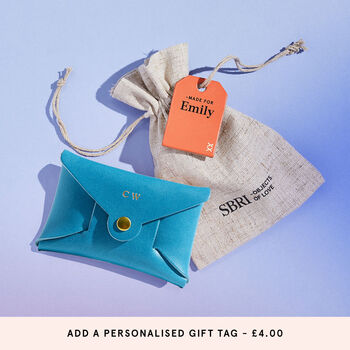 Personalised Sky Blue Leather Card + Coin Purse, 5 of 5