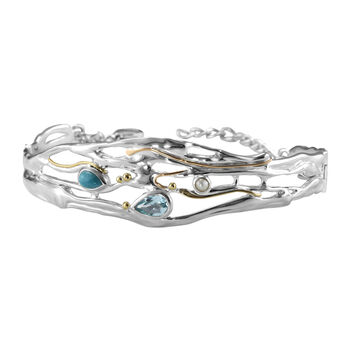 Blue Topaz Statement Bracelet With Pearl And Larimar, 4 of 7