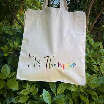 Personalised Thank You Teacher Rainbow Name Tote Bag, 2 of 4