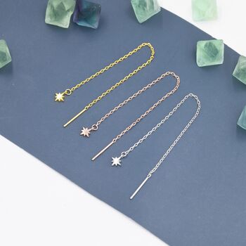Tiny Starburst Threader Earrings In Sterling Silver, 8 of 12