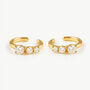 Women's Ear Cuff Set With Three Cluster Stones In 18k Gold, thumbnail 3 of 4