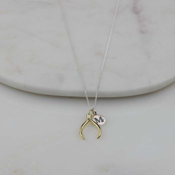 Personalised Gold Plated Wishbone Necklace, 3 of 5