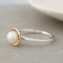 Silver And 9ct Gold Pearl Ring. Dainty Stacking Ring, thumbnail 9 of 10