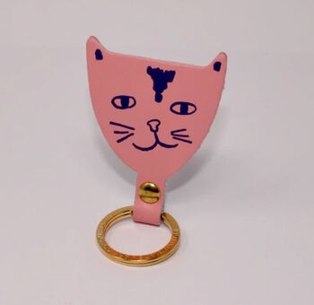 Jolly Cat Leather Keyring, 2 of 6