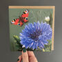 Cornflower And Butterfly Botanical Embossed Card, thumbnail 1 of 2