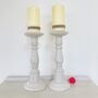 Pair Of Large Vintage Painted Pillar Candlesticks ~ 24, thumbnail 1 of 8