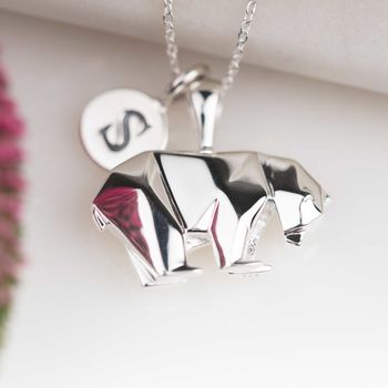 Personalised Silver Origami Polar Bear Necklace, 4 of 7