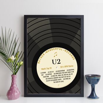 Personalised Record Label Print Top Ten Music Gift, 5 of 12