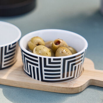 Set Of Two Ceramic Bowls And Wooden Tray, 5 of 5