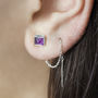 Amethyst Feburaury Birthstone Silver Threader Earrings, thumbnail 1 of 6