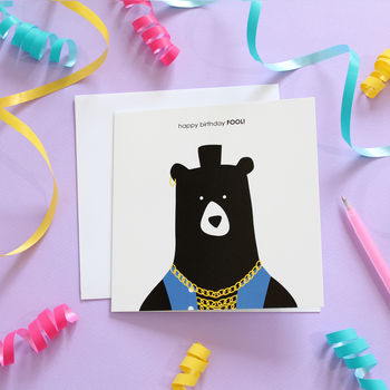 Happy Birthday Fool! Mr T Bear Birthday Card, 2 of 3