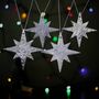 Silver Star Hanging Decoration, Set Of Four, thumbnail 1 of 7