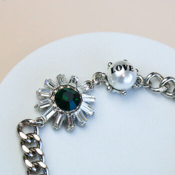 Flower And Pearl Chunky Silver Charm Bracelet, 3 of 3