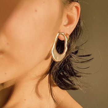 Gold Irregular Cutout Earrings, 5 of 5