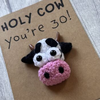 Personalised Age Cow Crochet Birthday Card Handmade, 4 of 12