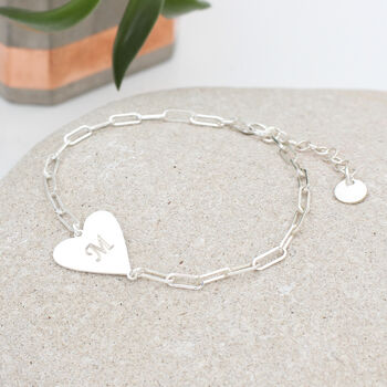 Personalised Silver Or Gold Plated Heart Link Bracelet, 2 of 5