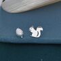 Sterling Silver Squirrel And Pinecone Stud Earrings, thumbnail 4 of 8
