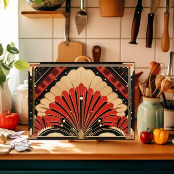 Art Deco Glass Chopping Board Deco Elegance In Red, 4 of 8