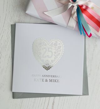 25th Silver Wedding Personalised Anniversary Card, 2 of 2