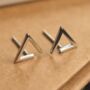 Geometric Triangle Stud Earrings Sterling Silver, thumbnail 1 of 6