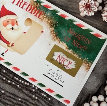 Naughty Or Nice Personalised Christmas Santa List Scratch Card With Envelope, 4 of 7