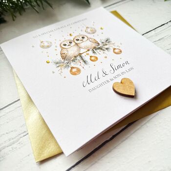 Special Couple Personalised Christmas Card, Owl Design, 5 of 5