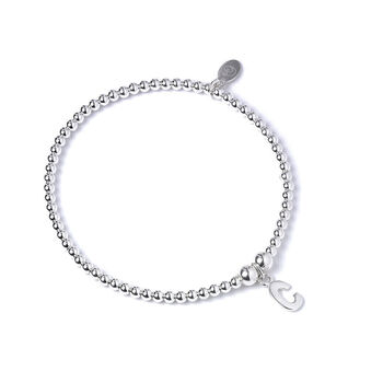 Sterling Silver Ball Bead Bracelet With Initial, 10 of 12