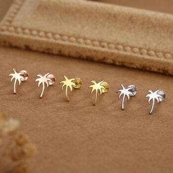 Sterling Silver Palm Tree 16 G Flat Back Earrings, 4 of 11