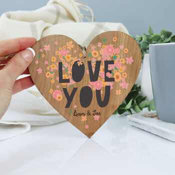 Personalised Love You Wooden Hanging Heart, 3 of 9