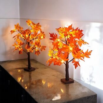 LED Warm White Light Up Maple Leaf Autumn Tree, 6 of 9