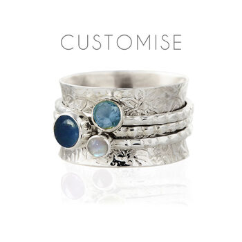 Personalised Birthstone Manifest Silver Spinning Ring, 5 of 11